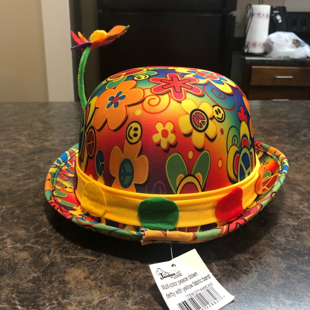 jacobson peace clown derby hat w/ flower